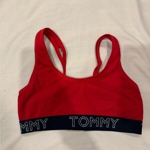 Tommy Hilfiger Red Sports Bra with Navy Band